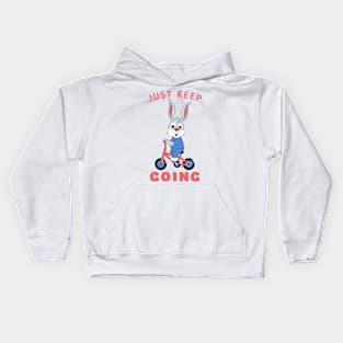 Just Keep going cute rabbit riding bicycle Kids Hoodie